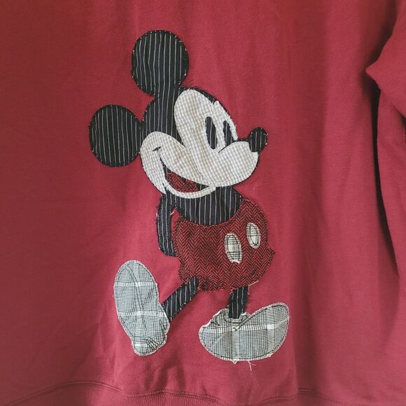 Disney Parks Disneyland Mickey Mouse Zip Hooded Sweatshirt Burgundy Mens Xlarge - Picture 8 of 8
